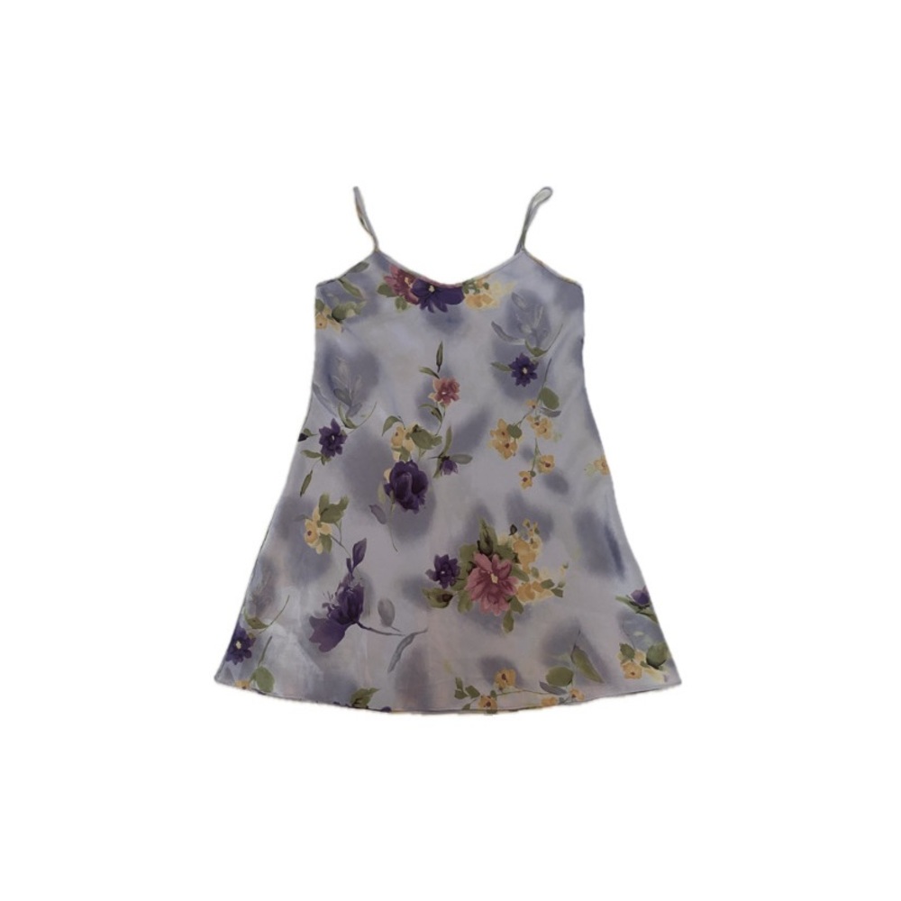 Vintage Floral Purple Slip Dress